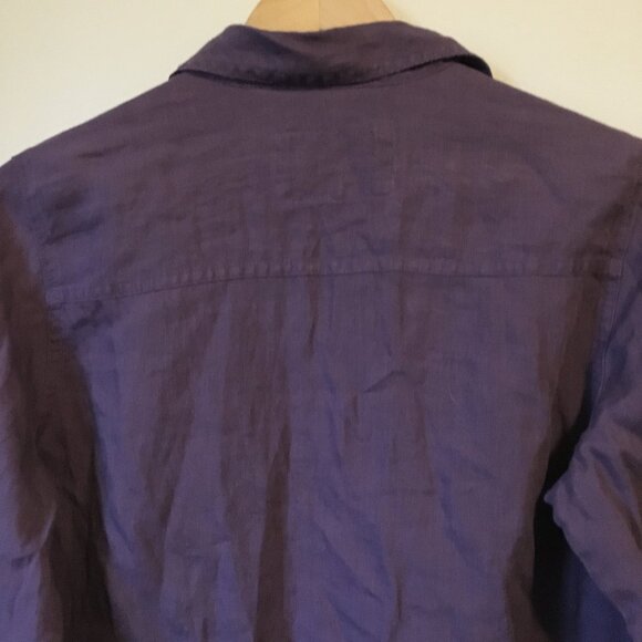 100% Linen Purple Pintuck Button Down Dress Shirt - Picture 6 of 15